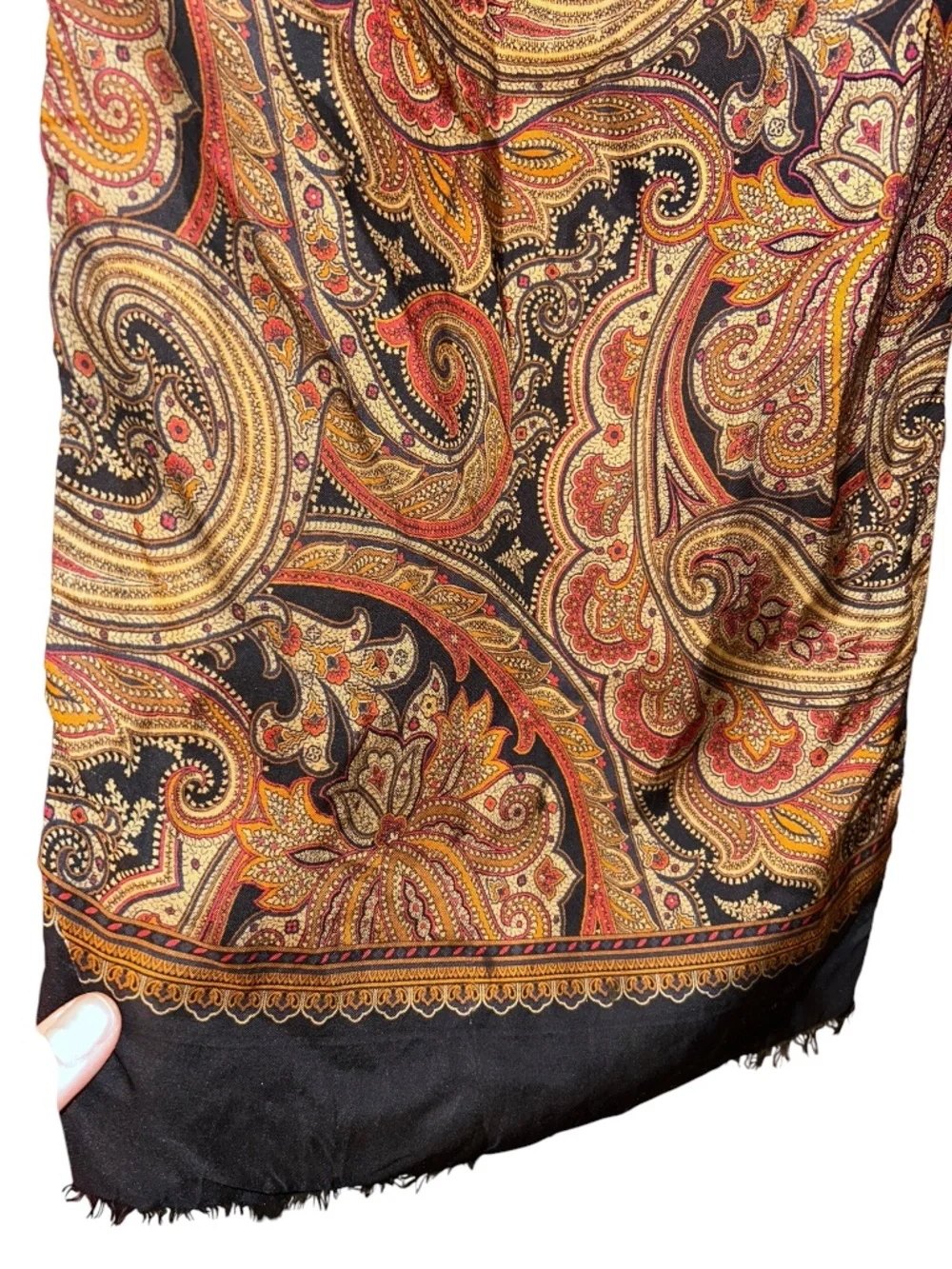 Paul fredrick RICH silk paisley wool backed scarf